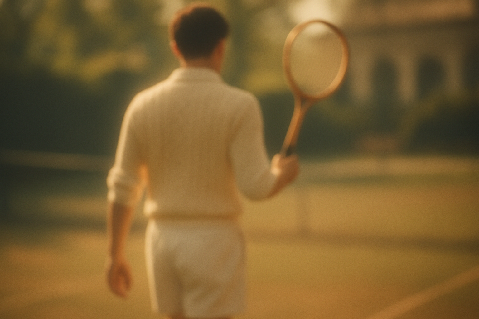 nee er mogen geen personen op op deze manier. laat eerder iemand zien die met een oud tennisracket aan het tenissen is die je van achter alleen ziet. het moet geblurd nogmaals. 